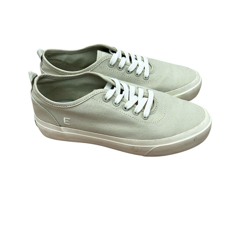 Everlane The Forever Sneaker Women Size 6.5 Tan Cream White Canvas Lace-up Shoes